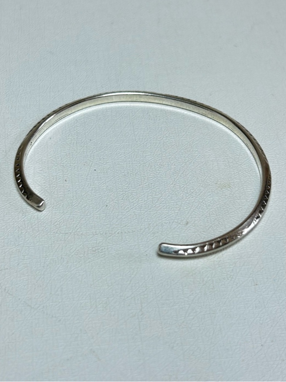 Native Sterling Silver Stamped edges Bangle Bracelet Navajo Made